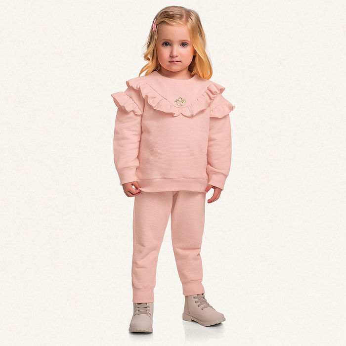 Conjunto blusão e calça em moletom lótus com babados