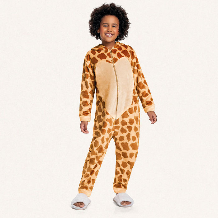 Kigurumi girafa em tecido fleece