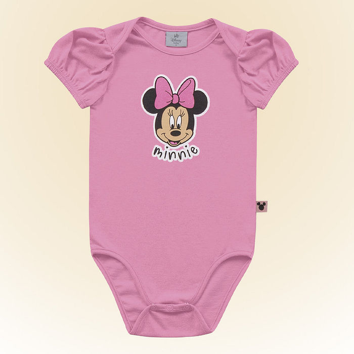Body manga curta em meia malha molinê Minnie