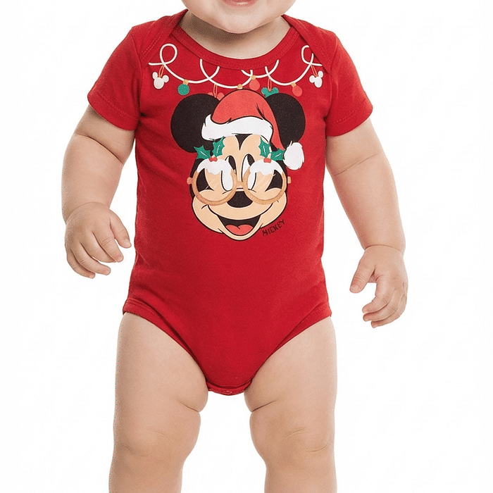 Body manga curta em meia malha Mickey