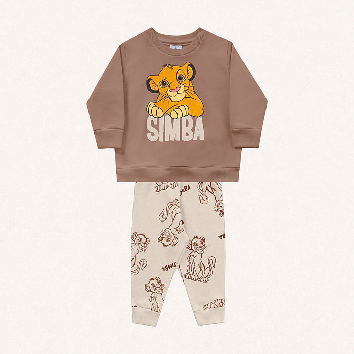 Conjunto blusão e calça em moletom Simba