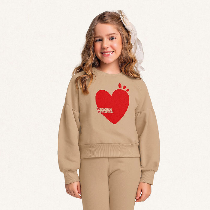 Conjunto blusão e calça em moletom so loving is my way