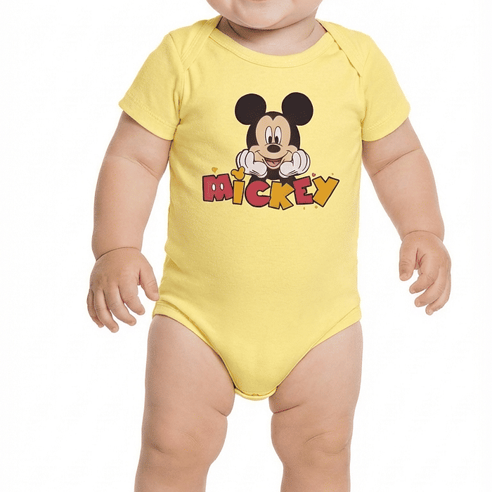 Body manga curta em suedine Mickey