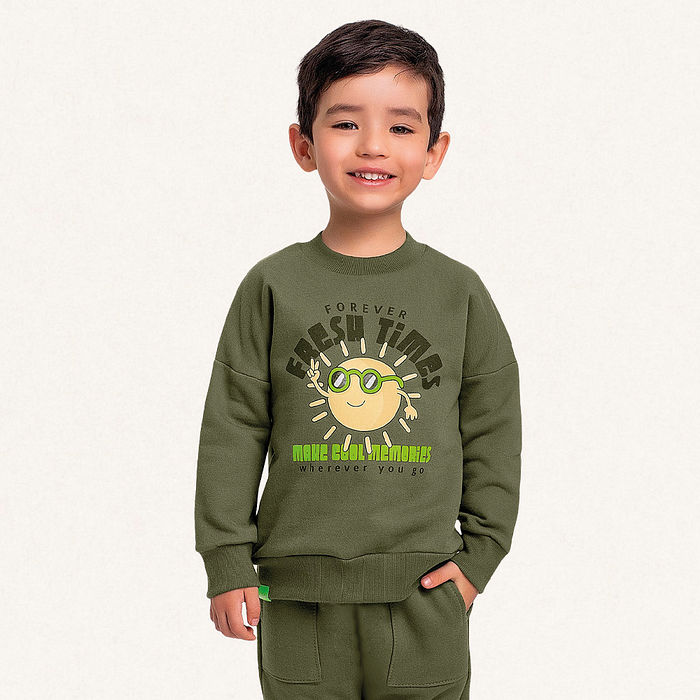 Conjunto blusão e calça em moletom fresh times