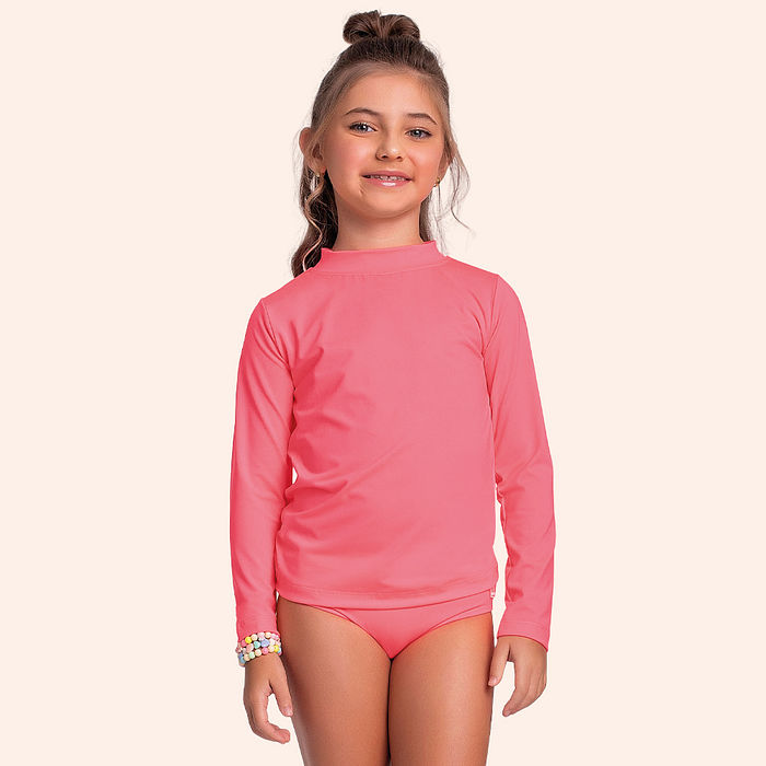 Conjunto biquíni blusa manga longa e calcinha com forro em cotton poliéster