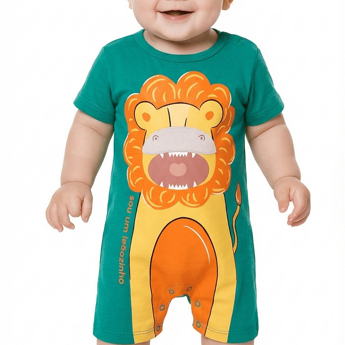 Macacão com botão de pressão bichinhos