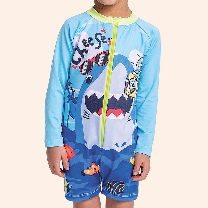 Macacão em cotton poliéster com zíper e estampa sublimada