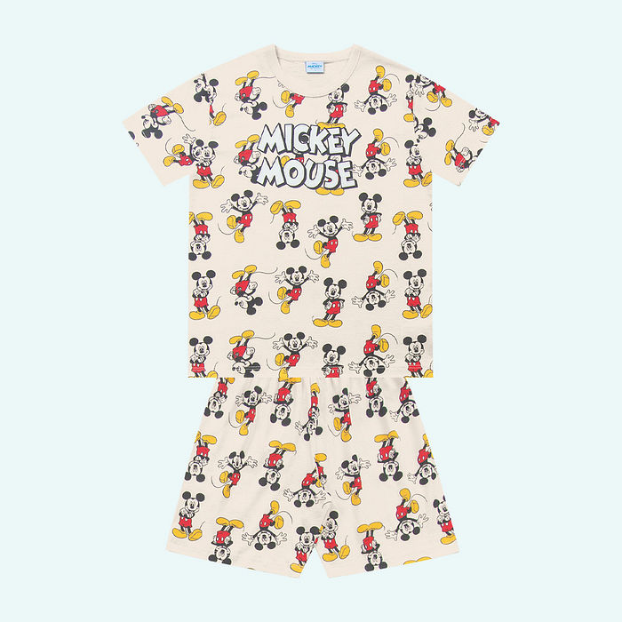 Conjunto pijama camiseta e bermuda Mickey