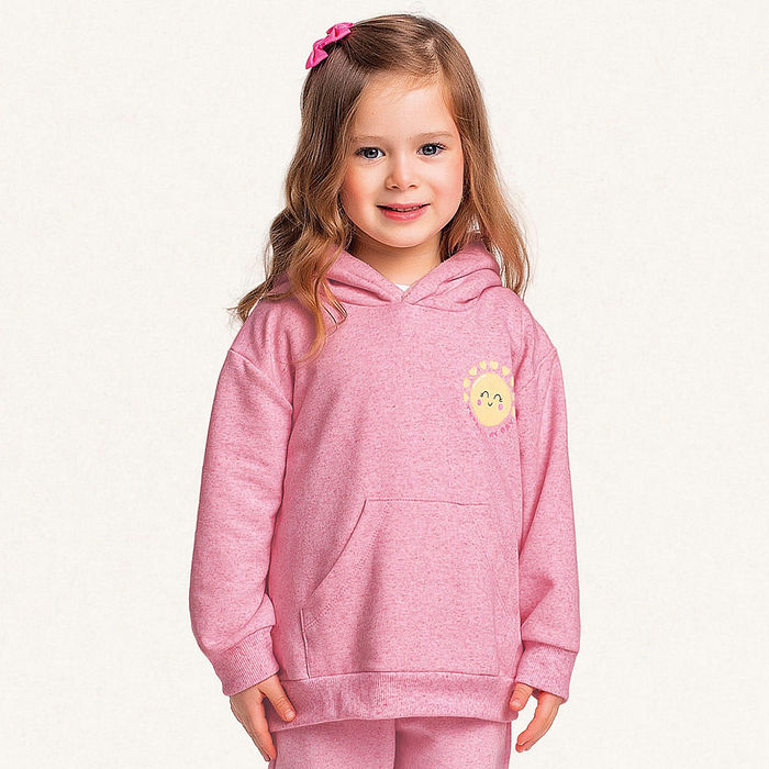 Blusão com capuz em moletinho linho sol