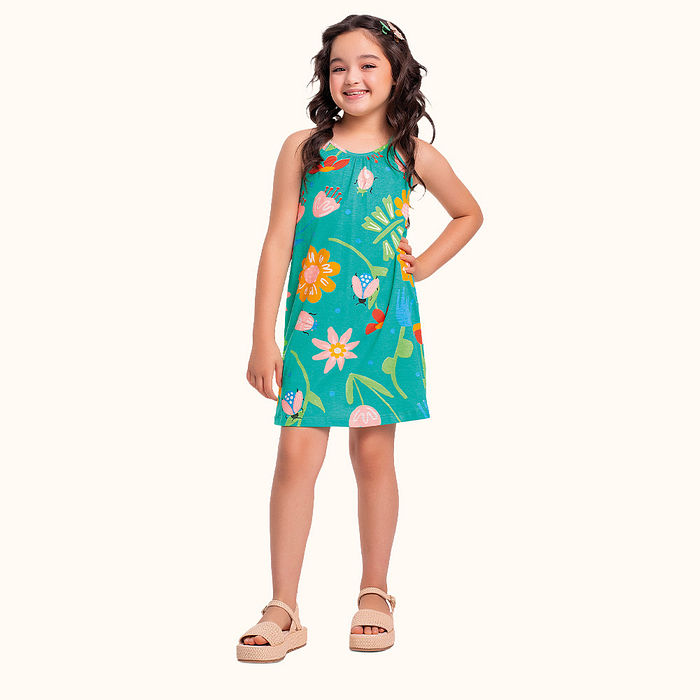 Vestido em meia malha com alcinha jardim