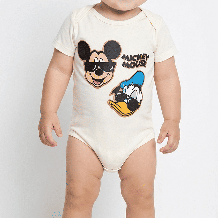 Body manga curta em suedine mickey