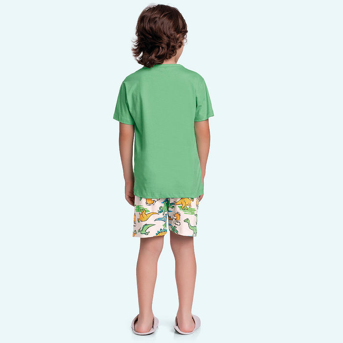 Conjunto pijama camiseta e bermuda dino adventures