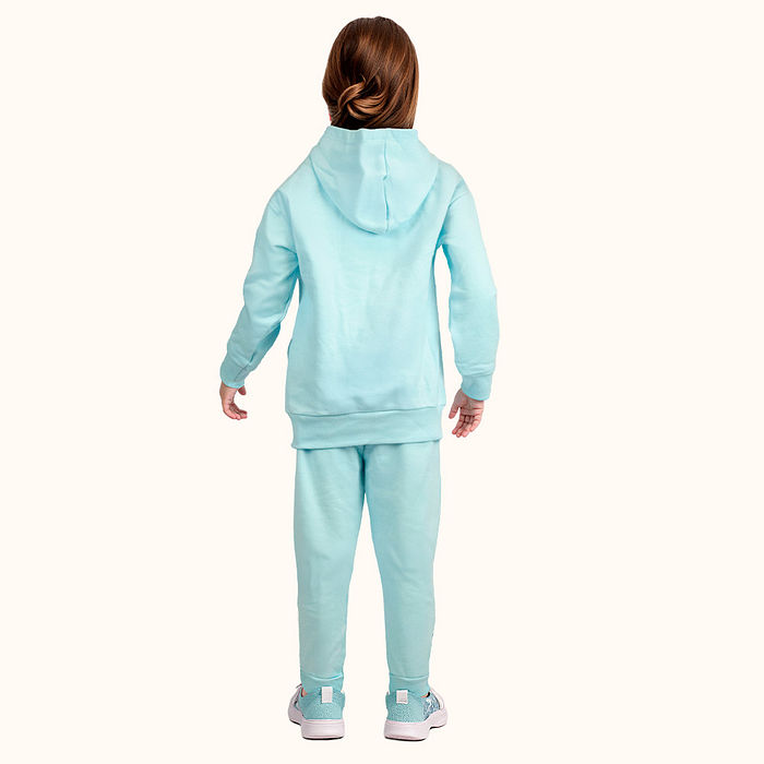 Conjunto blusão com capuz e calça em moletom