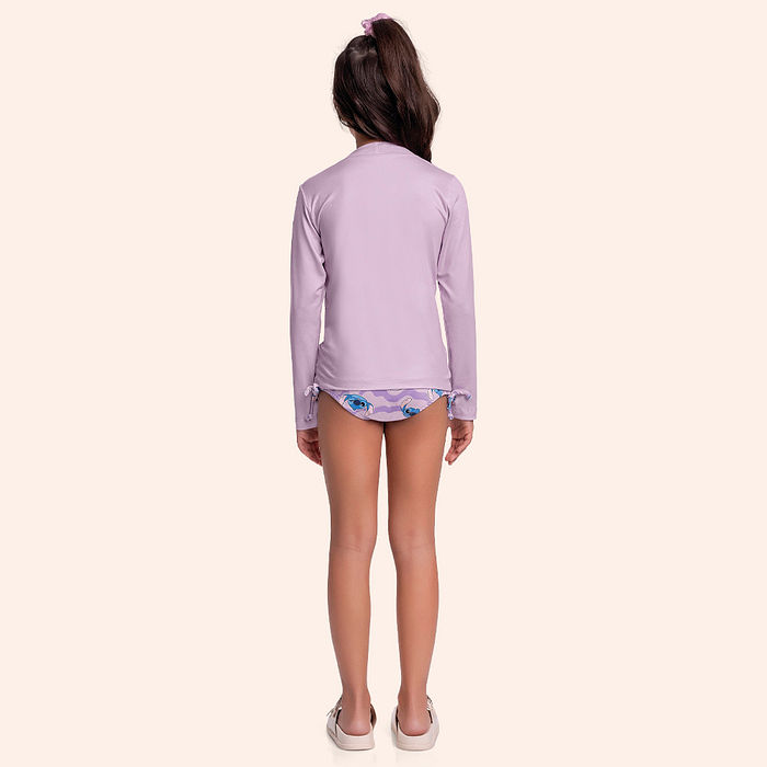 Conjunto blusa manga longa e calcinha Stitch com cordão regulador