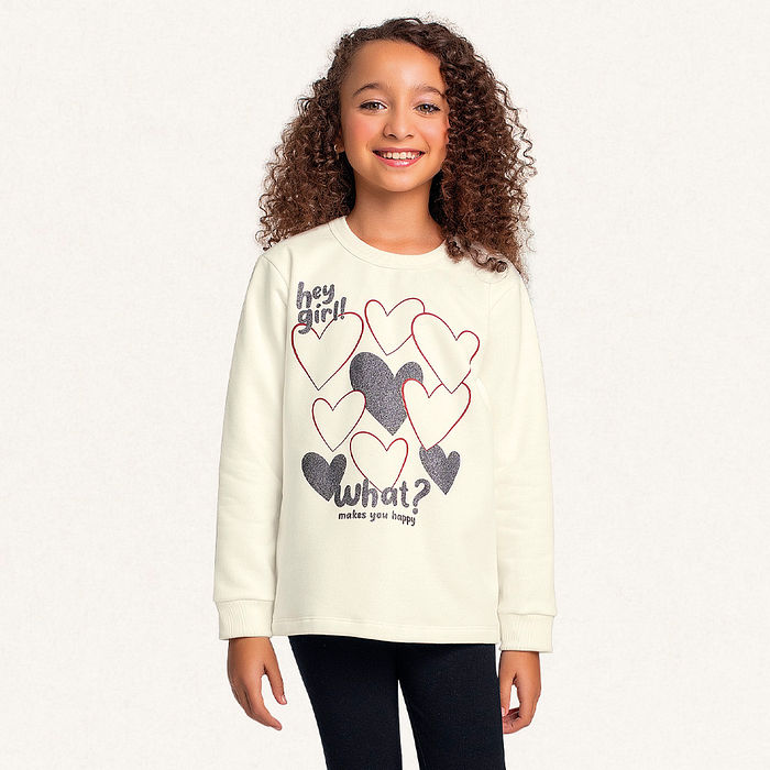 Conjunto blusão em moletom e legging em molecotton corações