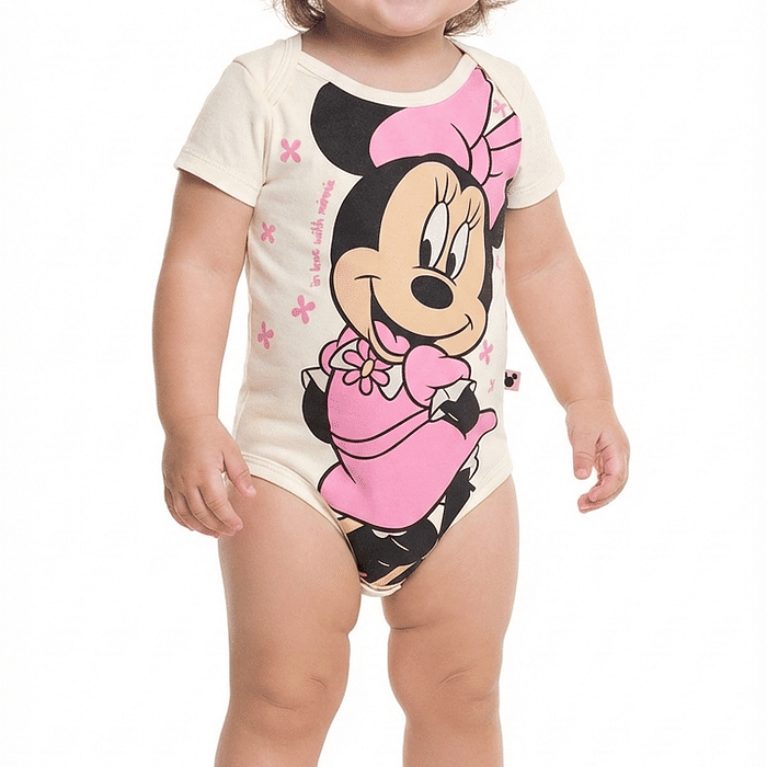 Body manga curta em suedine minnie