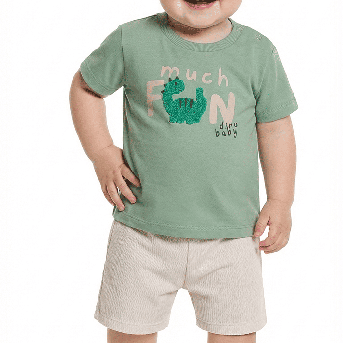 Conjunto camiseta e bermuda lotus dinossauro