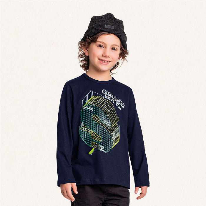 Camiseta manga longa em meia malha skate