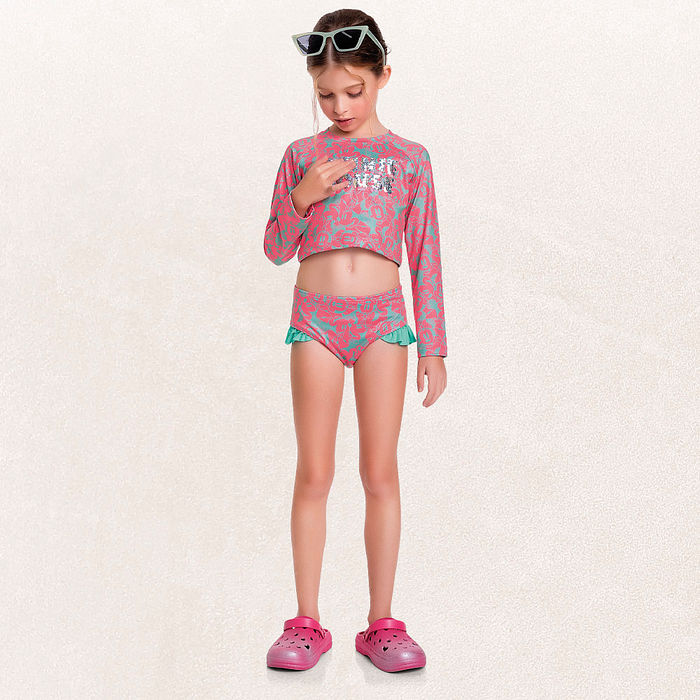 Conjunto blusa manga longa e calcinha Minnie lantejoula