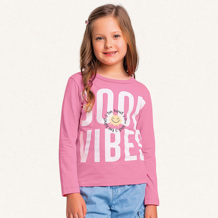 Blusa manga longa em meia malha good vibes