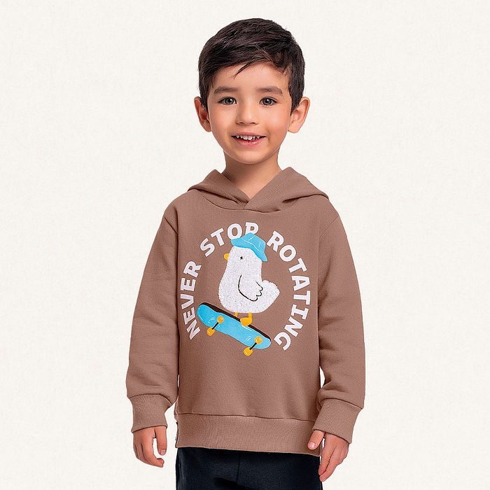 Conjunto blusão com capuz e calça em moletom skate