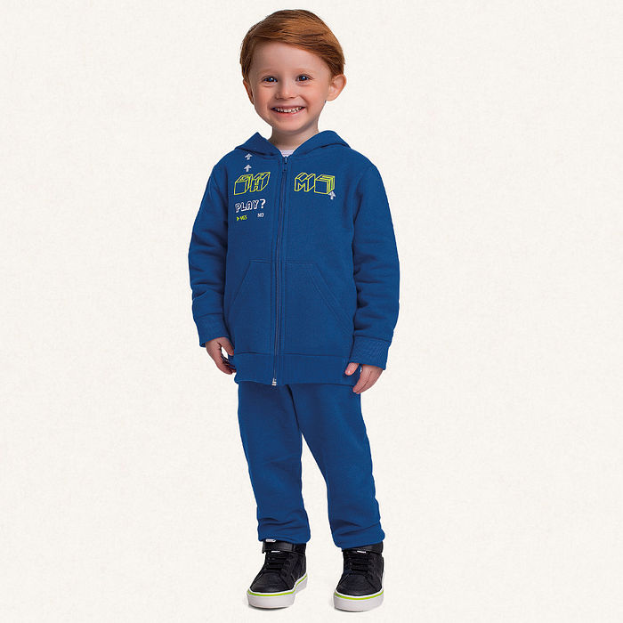 Conjunto jaqueta com capuz e calça em moletom game play