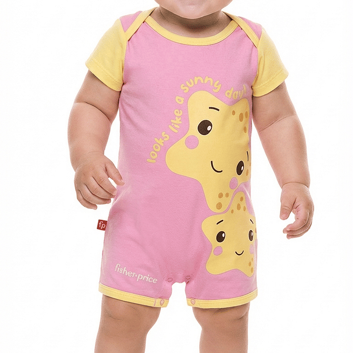 Macacão em meia malha com estampa interativa