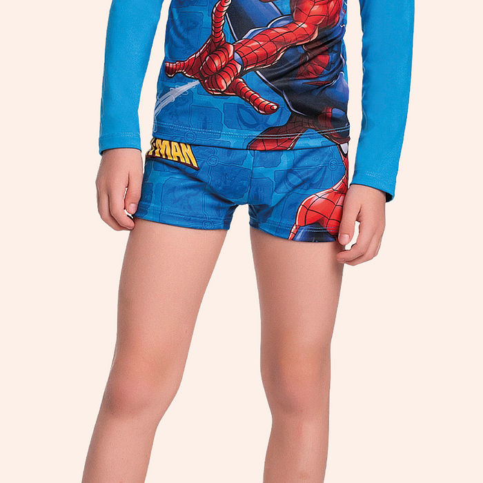Sunga boxer spider man com forro em cotton poliéster e cadarço interno