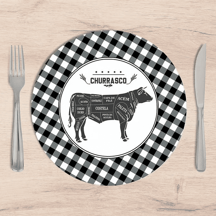 Kit: 4 Capas de SOUSPLAT Redondo Churrasco - 35x35 -   