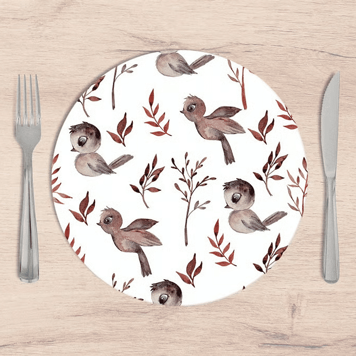 Kit: 4 Capas de SOUSPLAT Redondo Bird - 35x35 -   