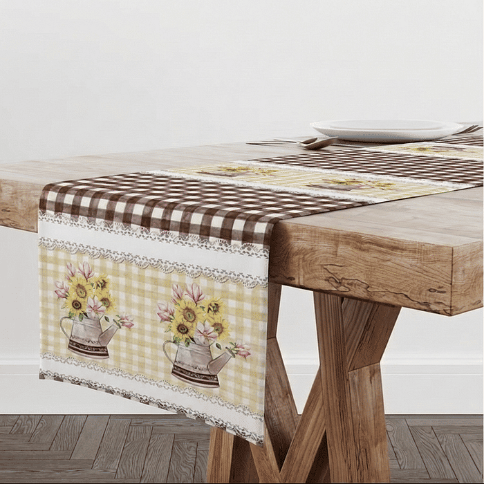 Trilho de Mesa Caminho de Mesa Julia Xadrez - 50x140cm -   