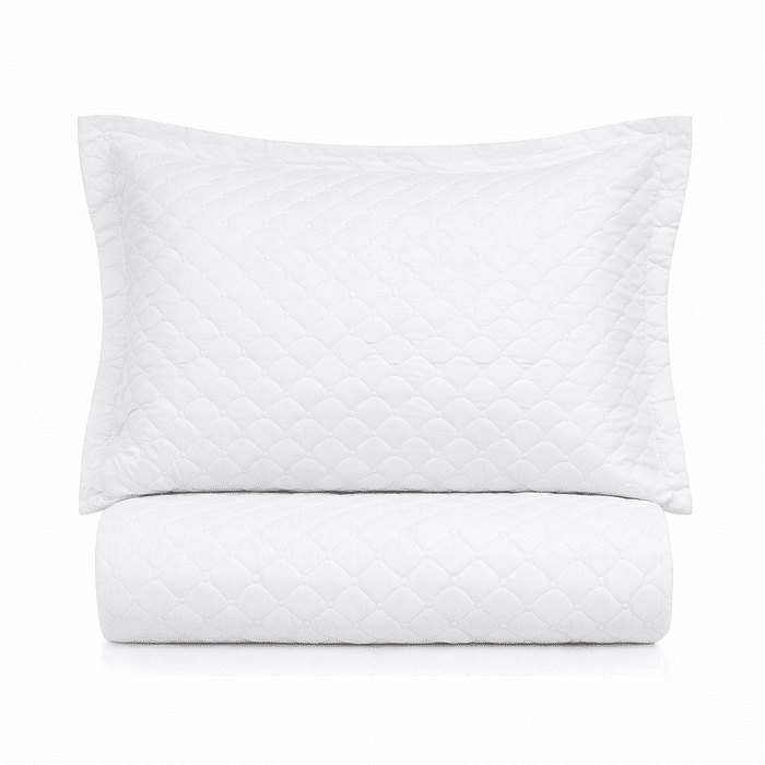 Kit: 1 Cobre-leito Bouti de Microfibra Ultrassonic + Porta-Travesseiros - Viena Branco