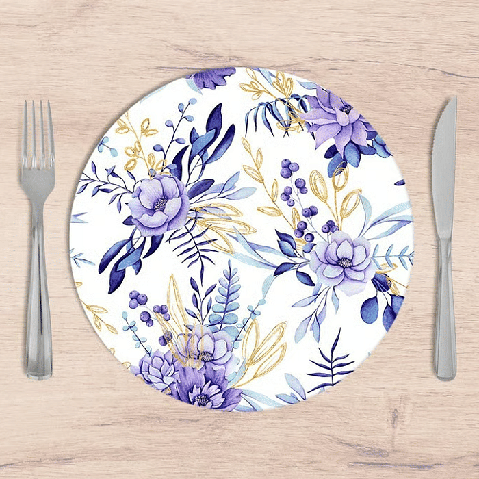Kit: 4 Capas de SOUSPLAT Redondo Lilac Flower - 35x35 