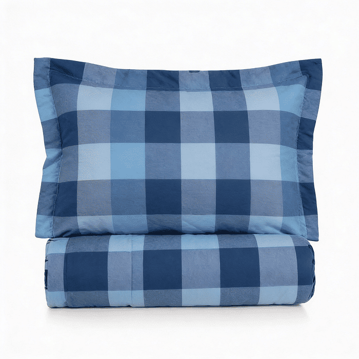 Kit: 1 Cobre-leito Bouti de Microfibra Ultrassonic + Porta-Travesseiros - Franci Azul