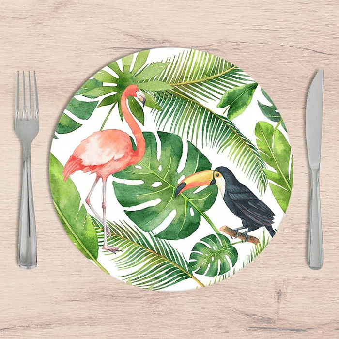 Kit: 4 Capas de SOUSPLAT Redondo Tropical Nature - 35x35 