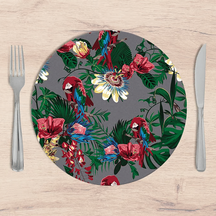 Kit: 4 Capas de SOUSPLAT Redondo Abigail Cinza - 35x35 -   