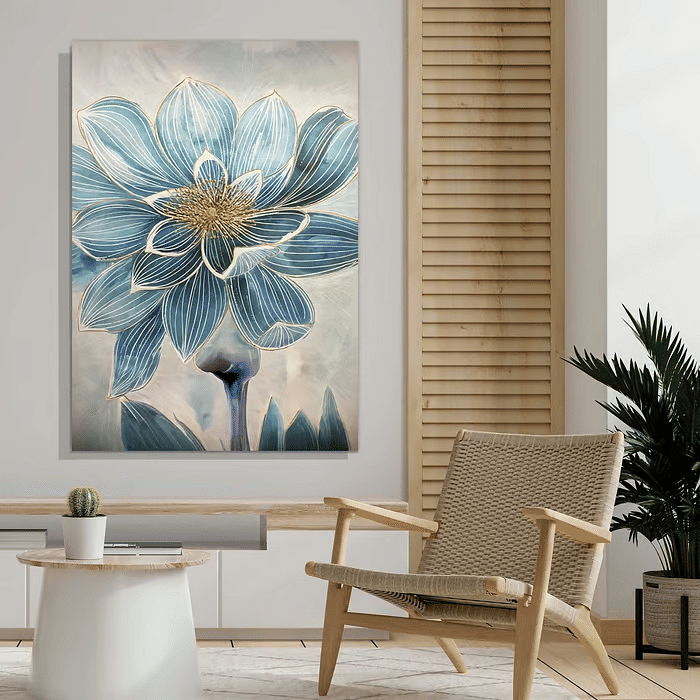 Tela Decorativa Grande Flower Blue