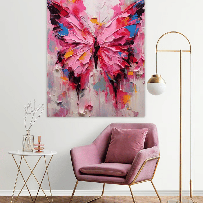 Tela Decorativa Grande Borboleta Rosa