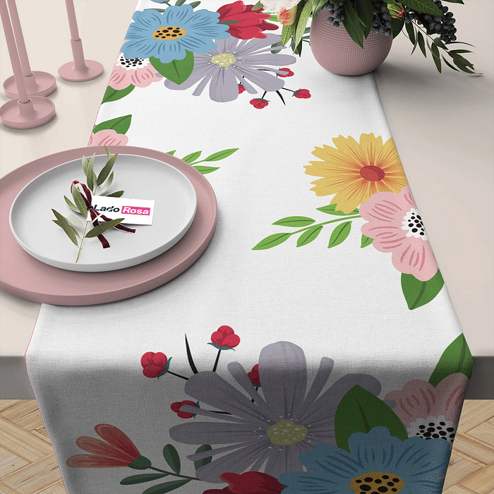 Trilho de Mesa Caminho de Mesa Evelyn Branco - 50x140cm -   