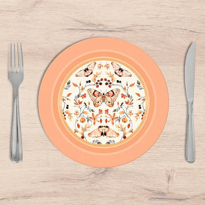 Kit: 4 Capas de SOUSPLAT Redondo  Spring Butterfly - 35x35 -   