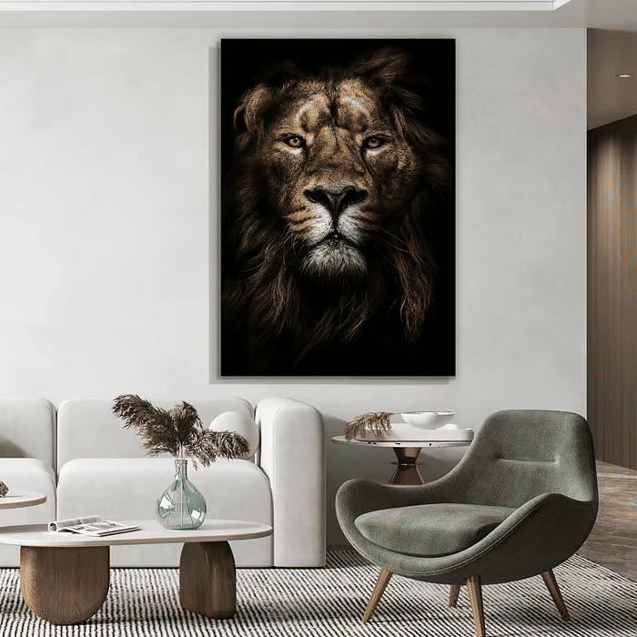 Tela Decorativa Grande Shadow Lion
