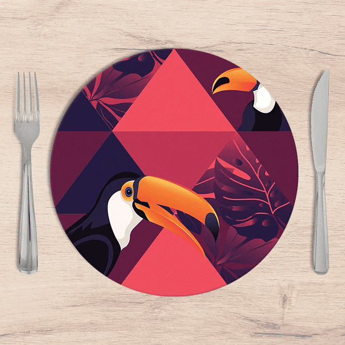Kit: 4 Capas de Sousplat Redondo Toucan - 35x35 