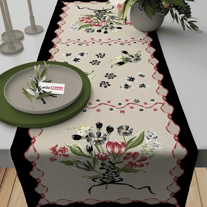 Trilho de Mesa Caminho de Mesa Hannah - 50x140cm -   