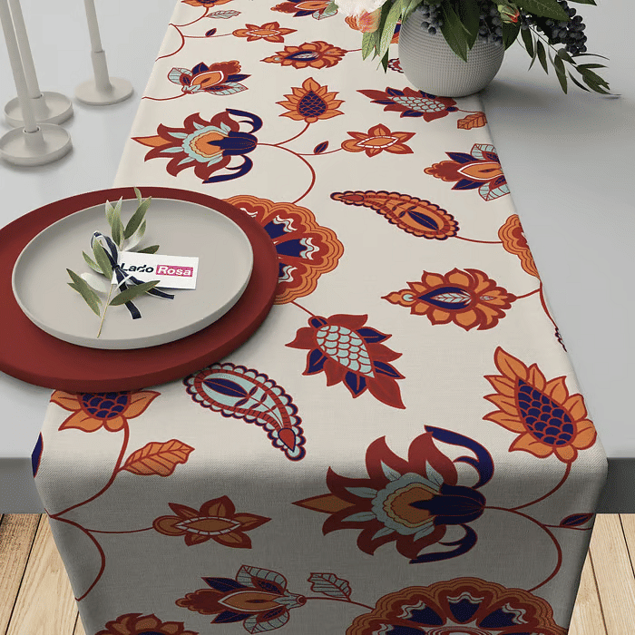 Trilho de Mesa Caminho de Mesa Dara Floral - 50x140cm -   