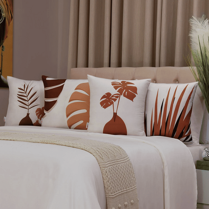 Kit: 4 Capas de Almofada Decorativas Atenas Bege