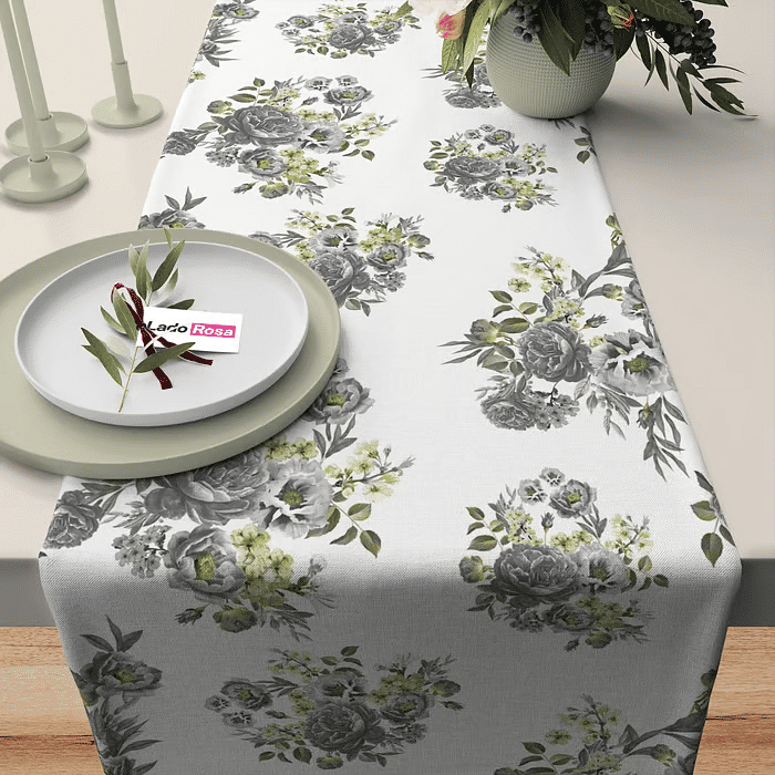 Trilho de Mesa Caminho de Mesa Ellen Cinza - 50x140cm -   