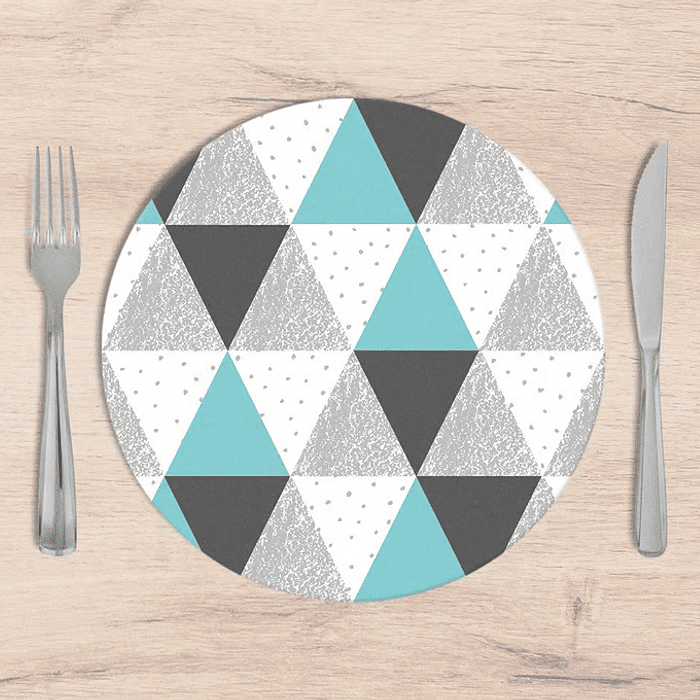 Kit: 4 Capas de Sousplat Redondo Glamour Light Blue - 35x35 