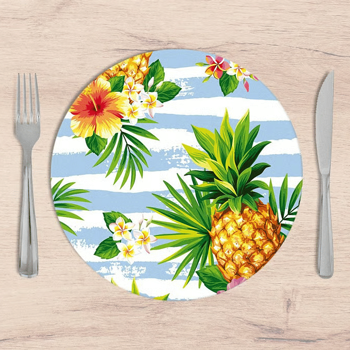 Kit: 4 Capas de SOUSPLAT Redondo Tropical Hawaii - 35x35 -   