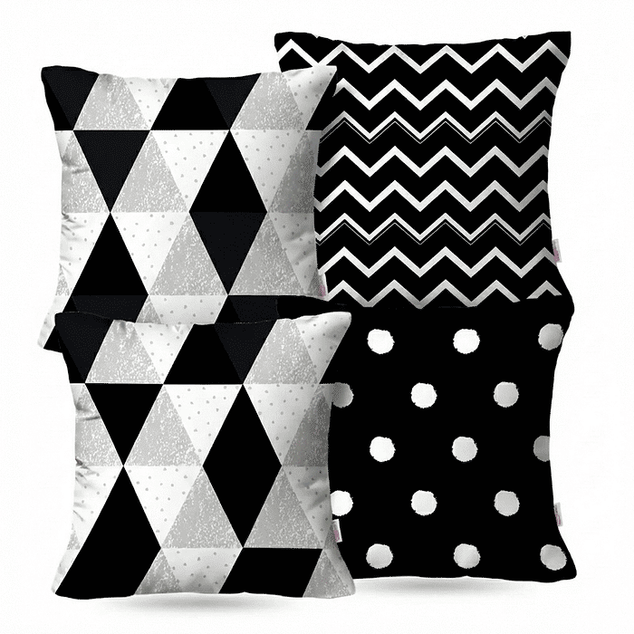 Kit: 4 Capas de Almofada Decorativas Glamour Black 
