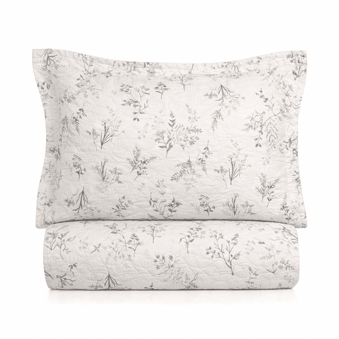 Kit: 1 Cobre-leito Bouti de Microfibra Ultrasonic Estampada + Porta-Travesseiros - Catherine Bege